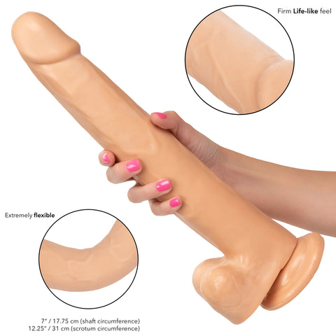 Size Queen 12 Inch Realistic Suction Cup Dildo Dong IVORY by Cal Exotics