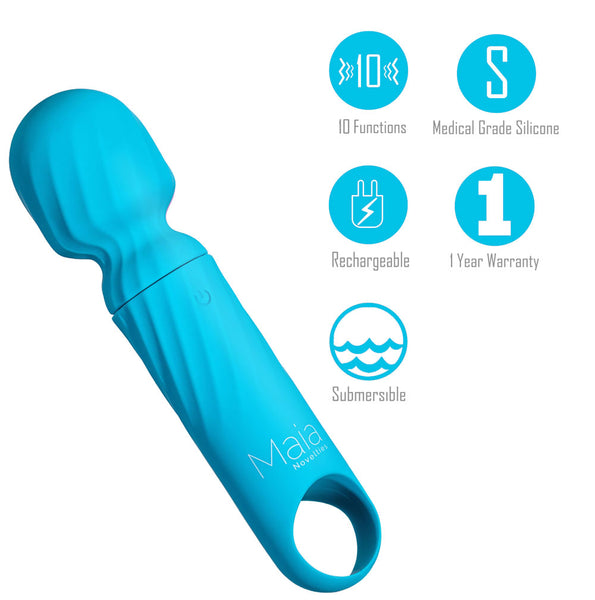 Maia Toys VIBELITE Dolly Rechargeable Vibrator Mini Wand Massager - BLUE