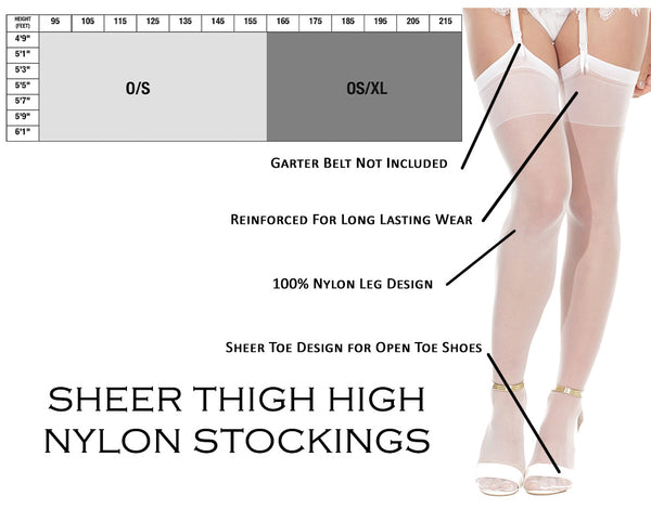 Coquette Thigh High Sheer Nylon Stockings Hosiery