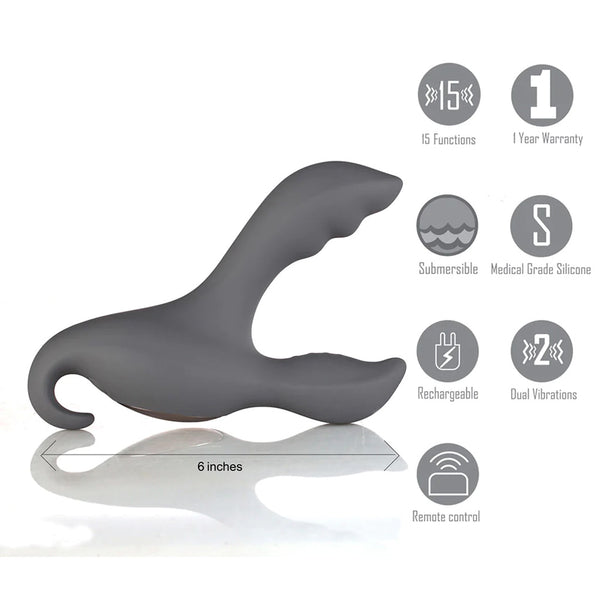 APOLLO 15-Function Silicone Remote Control Dual Motor USB Rechargeable Prostate Massager