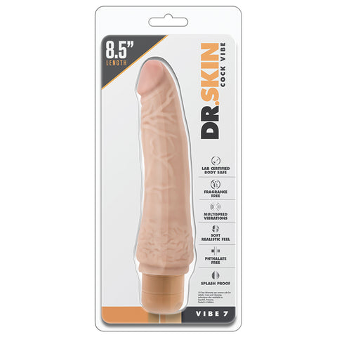 Dr. Skin Cock Vibe Vibrating Dildo-Vanilla 8.5 Inch