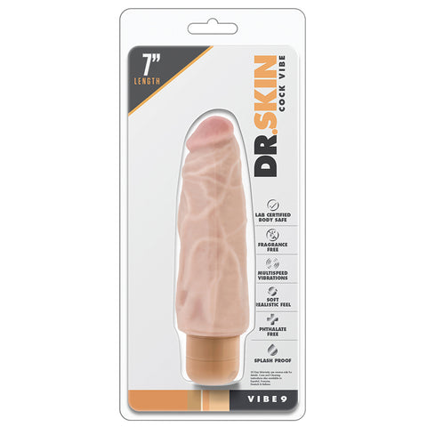 Dr. Skin Cock Vibe Vibrating Dildo-Vanilla 7.5 Inch