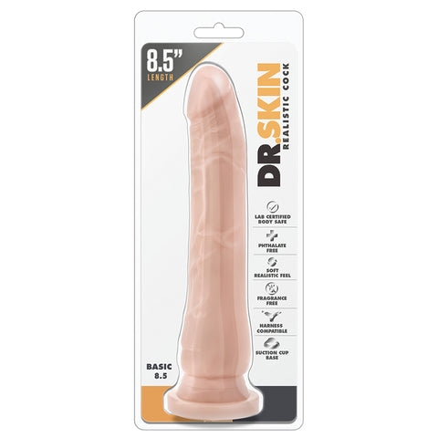 Basic 8.5 Inch Dildo Dong Suction Cup Beige Harness Compatible