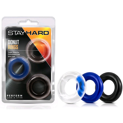 Stay Hard Thick Donut Penis Cock Rings - 3 Piece Set