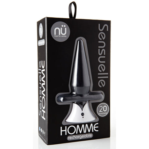 Sensuelle Homme 20 Function Butt Plug - Black