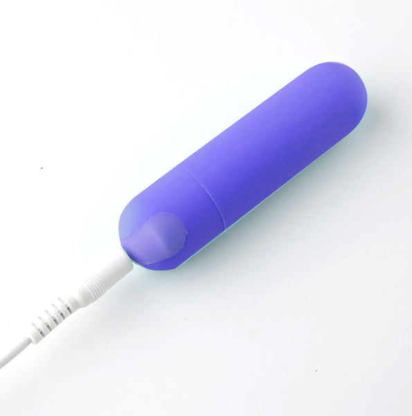 Casey USB Rechargeable Vibrating Erection Enhancer Cock Ring Bullet Vibrator Purple