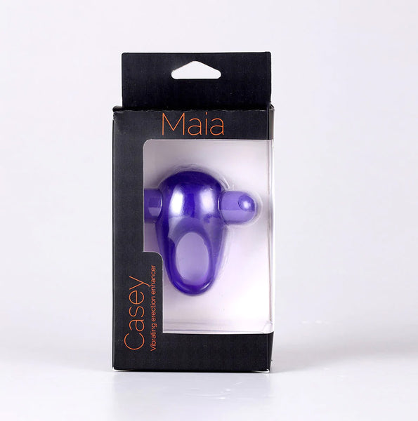 Casey USB Rechargeable Vibrating Erection Enhancer Cock Ring Bullet Vibrator Purple