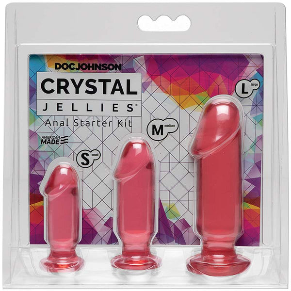 Crystal Jellies Anal Sex Trainer Anal Starter Kit 3-Piece Set by Doc Johnson Harness Compatible