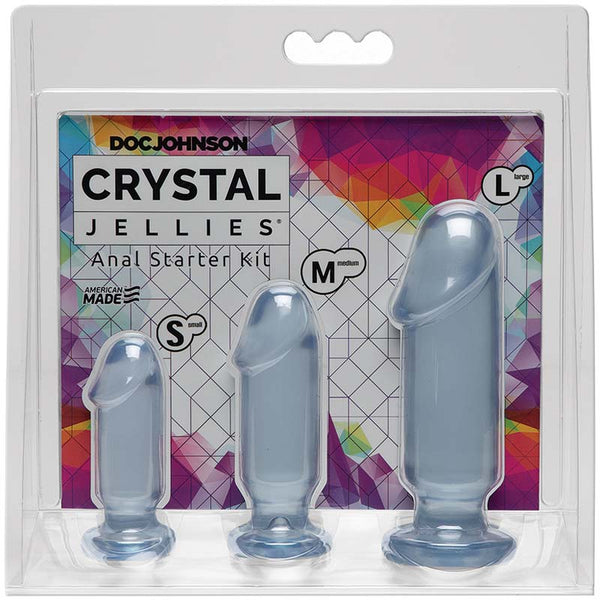 Crystal Jellies Anal Sex Trainer Anal Starter Kit 3-Piece Set by Doc Johnson Harness Compatible