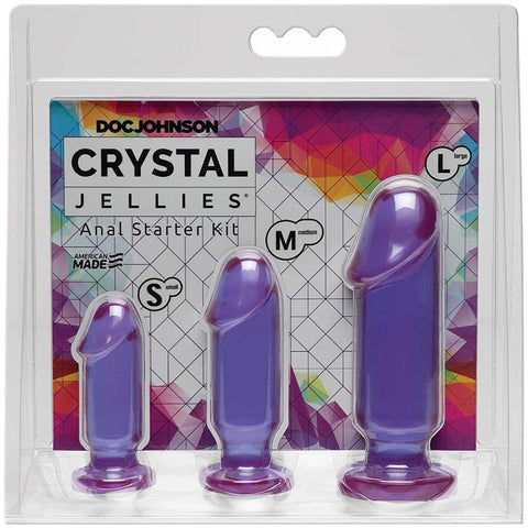 Crystal Jellies Anal Sex Trainer Anal Starter Kit 3-Piece Set by Doc Johnson Harness Compatible