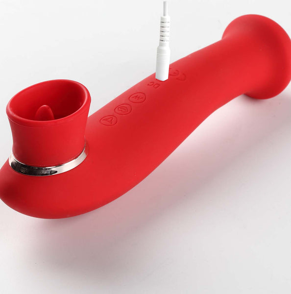 DESTINY 15-Function Rechargeable Suction + Vibration + 3 Motors Red