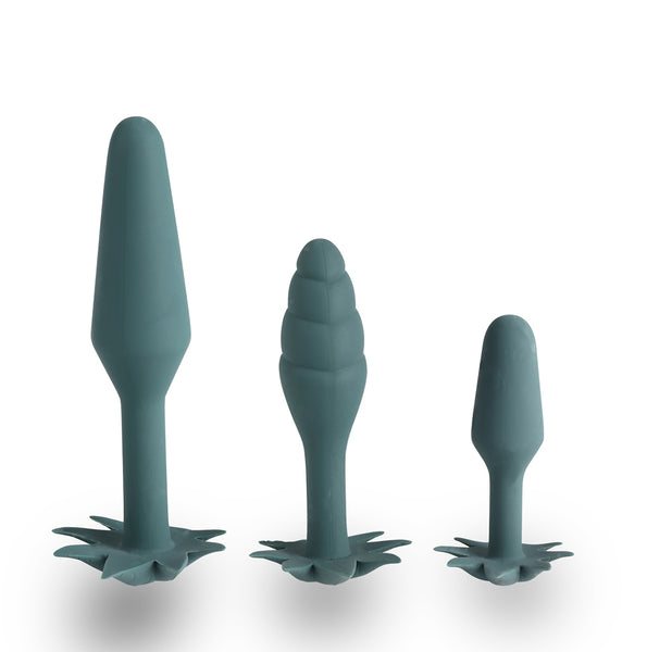 Maia Toys Doobies Hemp Leaf Anal Trainer Silicone Set - 3 Sizes 420 Series