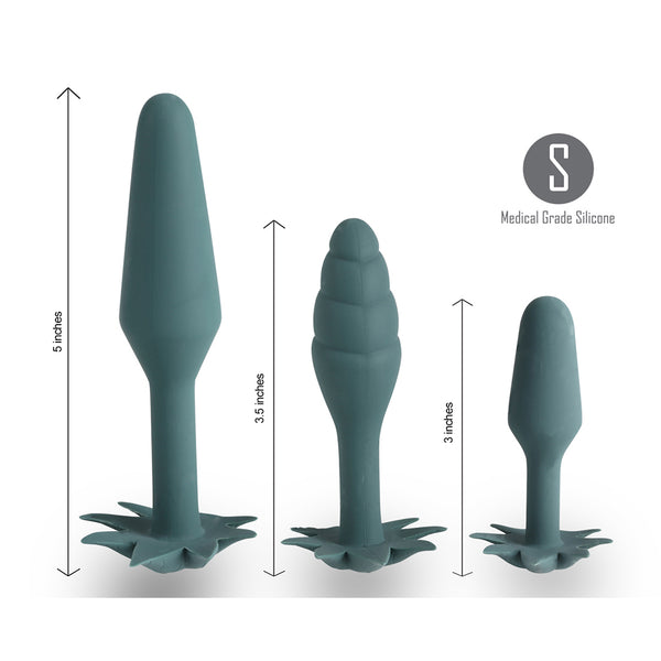 Maia Toys Doobies Hemp Leaf Anal Trainer Silicone Set - 3 Sizes 420 Series