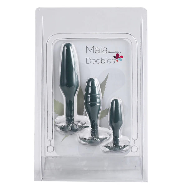Maia Toys Doobies Hemp Leaf Anal Trainer Silicone Set - 3 Sizes 420 Series