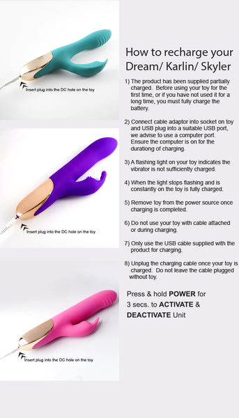 Maia Toys Karlin USB Rechargeable 10/4 Function Rabbit Vibrator PURPLE