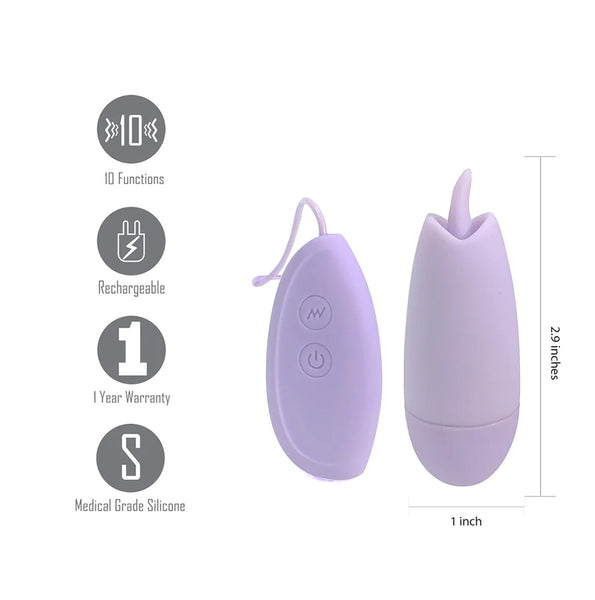 ELLIE 10-Function USB Rechargeable Wired Bullet Vibrator With Flickering Tongue