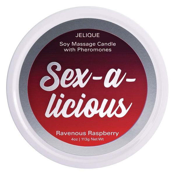 Jelique Soy Massage Candle With Pheromones Sex-A-Licious Ravenous Raspberry 4oz