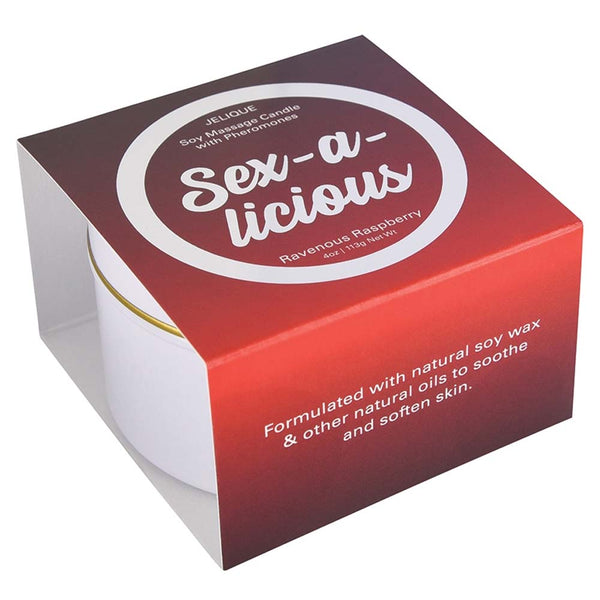 Jelique Soy Massage Candle With Pheromones Sex-A-Licious Ravenous Raspberry 4oz