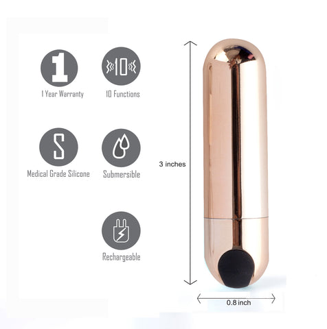 JESSI USB Rechargeable Super Charged Mini Bullet ROSE GOLD*