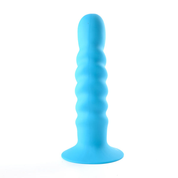 KENDALL Silicone Non-Vibrating Dong Swirled Satin Finish - NEON BLUE Harness Compatible