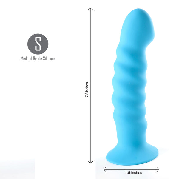KENDALL Silicone Non-Vibrating Dong Swirled Satin Finish - NEON BLUE Harness Compatible