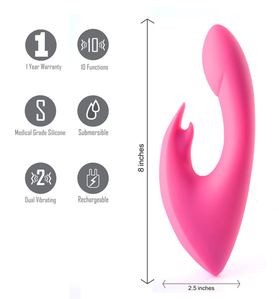 Maia Toys LEAH USB Rechargeable Silicone 10-Function Rabbit Vibrator Pink