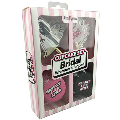 Cupcake Wrappers and Topper Set - Bridal
