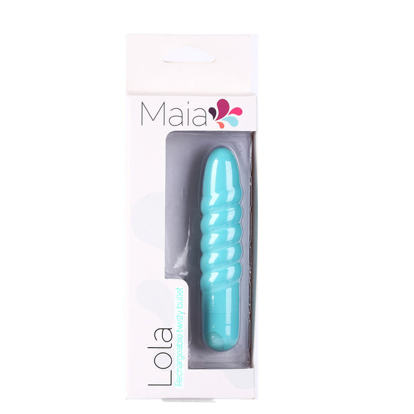 MAIA TOYS LOLA USB Rechargeable Silicone 10-Function Vibrating Twisty Bullet Blue
