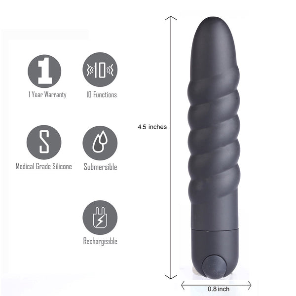 MAIA TOYS LOLA USB Rechargeable Silicone 10-Function Vibrating Twisty Bullet Black