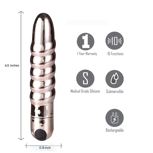 MAIA TOYS LOLA USB Rechargeable 10-Function Vibrating Twisty Bullet Rose Gold