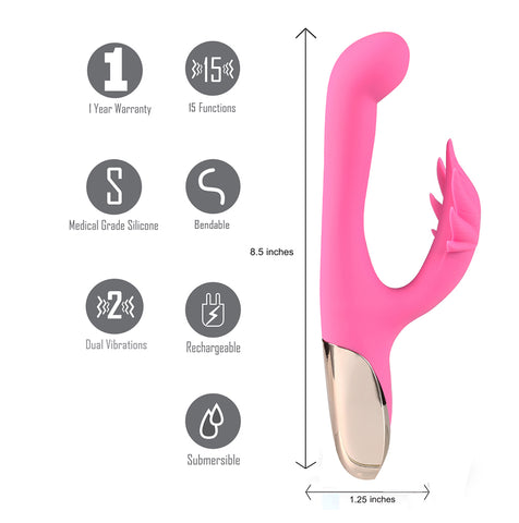 Maia Toys MAUI Rechargeable Dual Motor Bendeable G-Spot Hemp Leaf Vibrator