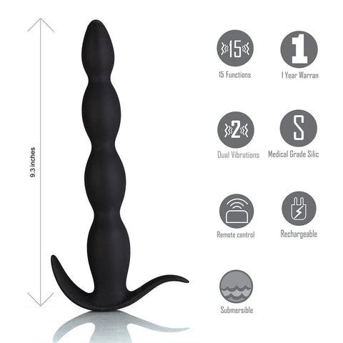 MASON 15-Function USB Rechargeable Remote Control Silicone Butt Plug