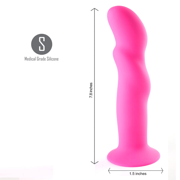 RILEY Silicone Swirled Dong - NEON PINK Harness Compatible