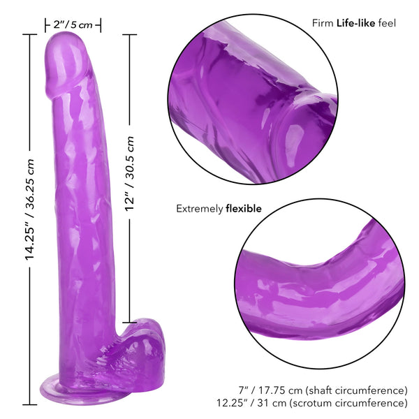 Size Queen 12 Inch Realistic Suction Cup Dildo Dong PURPLE by Cal Exotics