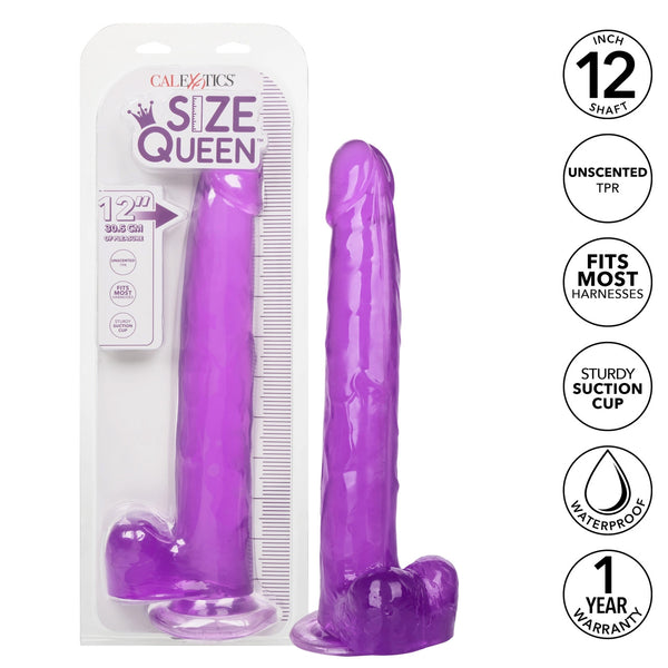 Size Queen 12 Inch Realistic Suction Cup Dildo Dong PURPLE by Cal Exotics