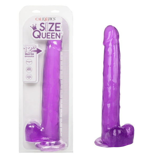 Size Queen 12 Inch Realistic Suction Cup Dildo Dong PURPLE by Cal Exotics