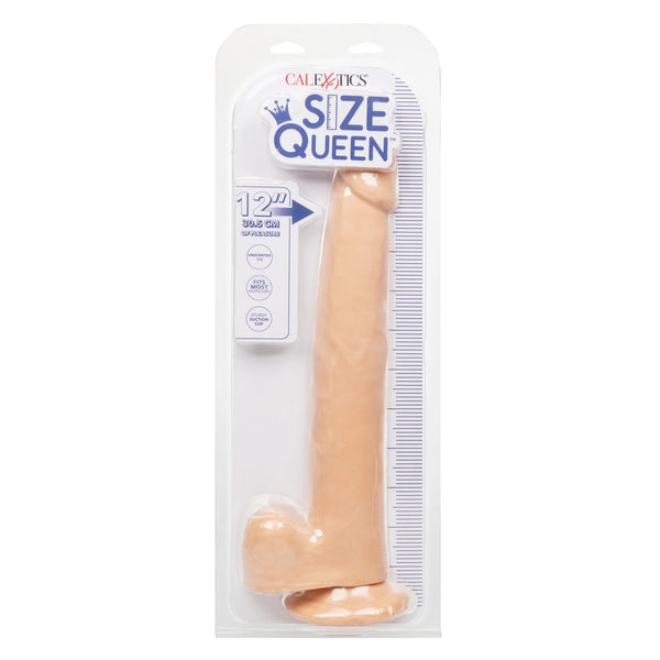 Size Queen 12 Inch Realistic Suction Cup Dildo Dong IVORY by Cal Exotics