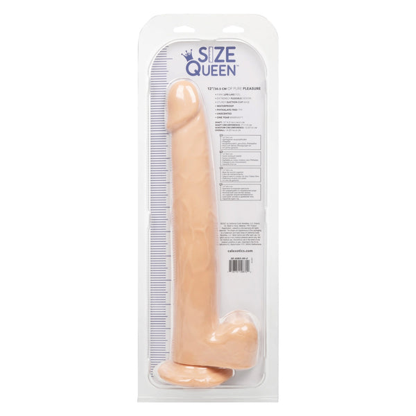 Size Queen 12 Inch Realistic Suction Cup Dildo Dong IVORY by Cal Exotics