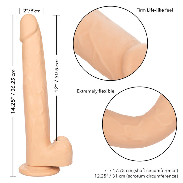 Size Queen 12 Inch Realistic Suction Cup Dildo Dong IVORY by Cal Exotics