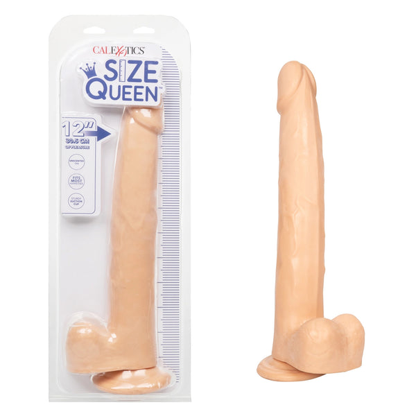Size Queen 12 Inch Realistic Suction Cup Dildo Dong IVORY by Cal Exotics