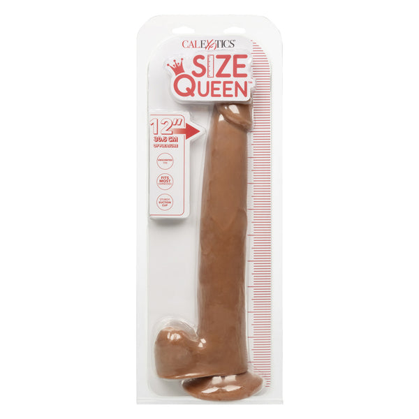 Size Queen 12 Inch Realistic Suction Cup Dildo Dong BROWN by Cal Exotics