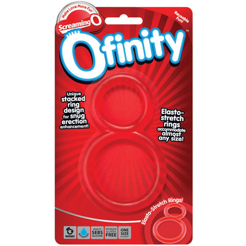 Screaming O Ofinity Silicone Double Penis Cock Ring - Red