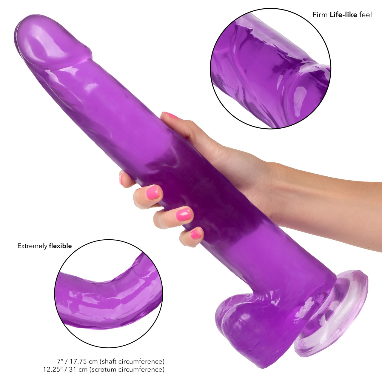 Size Queen 12 Inch Realistic Suction Cup Dildo Dong PURPLE by Cal Exot pic