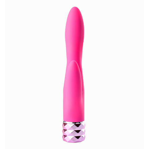 VICTORIA Crystal Gems USB Rechargeable Silicone 10-Function Dual Vibrator Pink