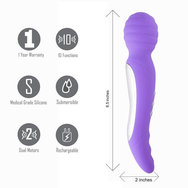 ZOE Twisty USB Rechargeable Dual Vibrating Pleasure Wand PURPLE