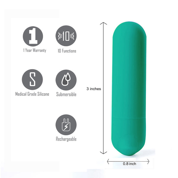 JESSI USB Rechargeable Super Charged Mini Bullet EMERALD*
