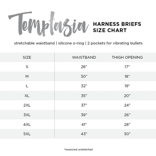 Temptasia Strap-On Harness Briefs Stretchable Waistband 28-35 Inch Waists